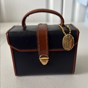 DULWICH DESIGNS NAVY &TAN LEATHER TRAVEL JEWELRY CASE